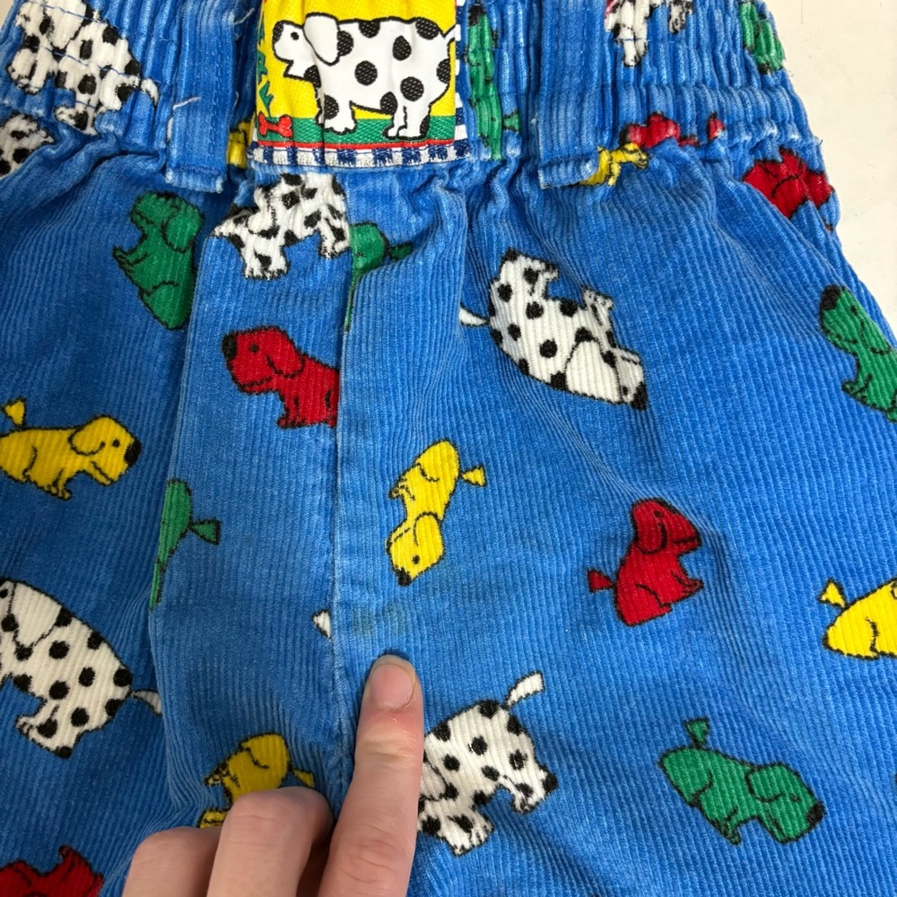 Vintage USA Made Osh Kosh 12M Corduroy Pants Puppy Print Blue Multicolor 90s Y2K - Picture 4 of 5